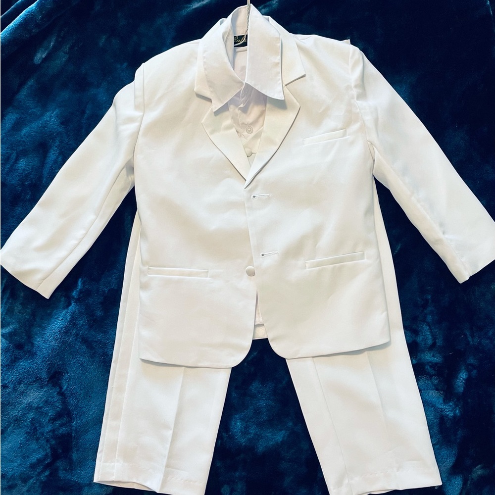 Little Boys White Tuxedo Size 6 & boys Size 13 Shoes Bundle